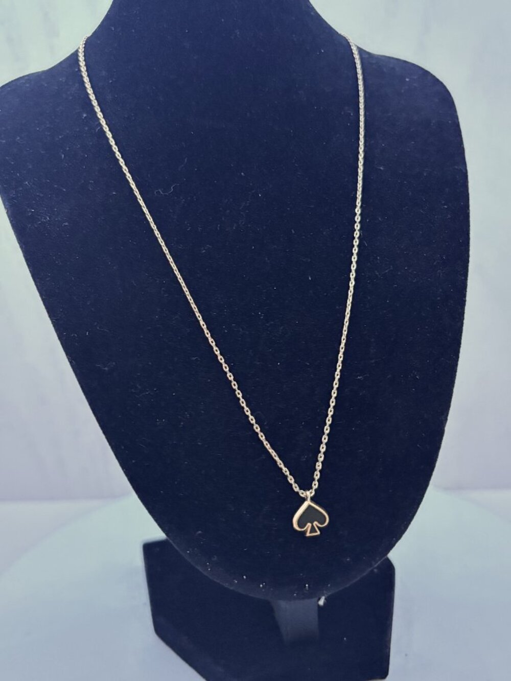Kate Spade Black Enamel Spade Pendant Gold Tone Necklace